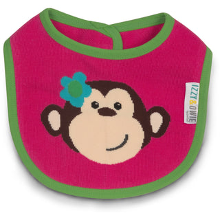 Pink and Green Monkey  Baby Bib