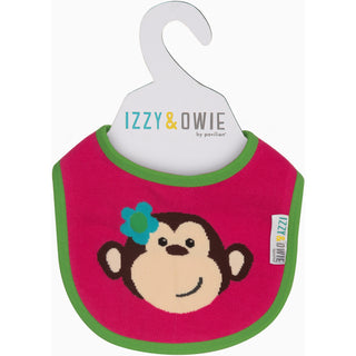 Pink and Green Monkey  Baby Bib