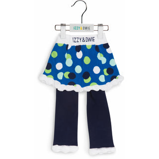 White and Navy Polka Dot Skirted-Leggings