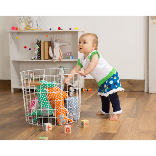 White and Navy Polka Dot 6-12 Months Skirted-Leggings