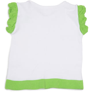 Lime Green and White Ruffle T-Shirt