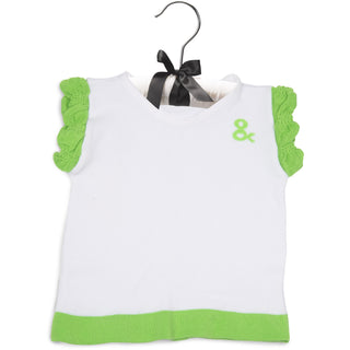 Lime Green and White Ruffle T-Shirt