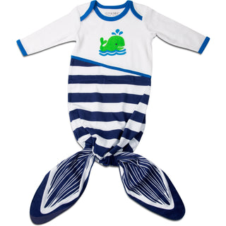 Navy and White Whale Knotted Onesie