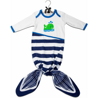 Navy and White Whale Knotted Onesie