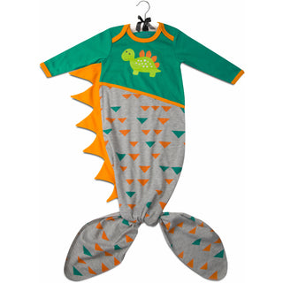 Teal and Gray Dino 0-9 Months Knotted Onesie