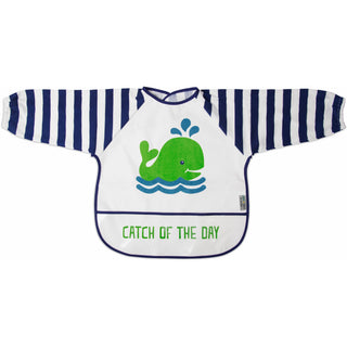Navy and White Whale One Size Fits All Toddler Smock