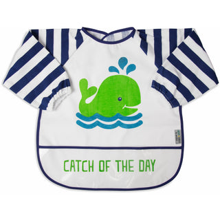 Navy and White Whale One Size Fits All Toddler Smock