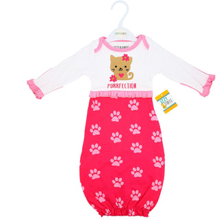 Pawprint Kitty Gown with Mitten Cuffs