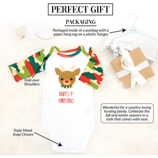 Christmas Camo Reindeer 3/4 Sleeve Bodysuit