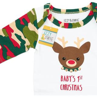 Christmas Camo Reindeer 3/4 Sleeve Bodysuit