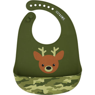 Woodland Green Camo Deer 12" Silicone Catch All Bib