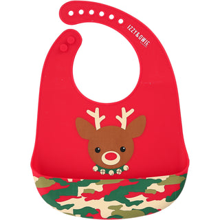 Christmas Camo Reindeer 12" Silicone Catch All Bib