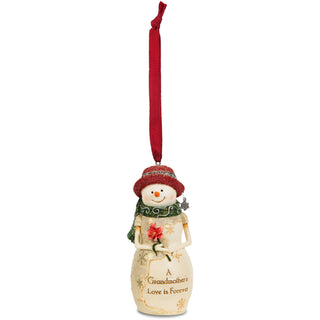 Grandmother 4" Snowwoman Holding a Flower Ornament