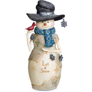 Let it Snow 6" Snowman Holding Snowflakes and Cardinal