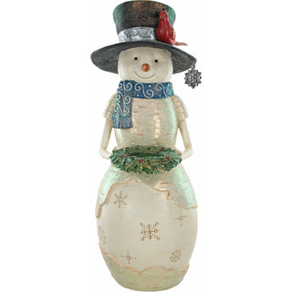 Warm Greetings 24" Snowman Holding Candle Ring