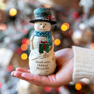 Memorable Friends 5" Snowman Holding Present