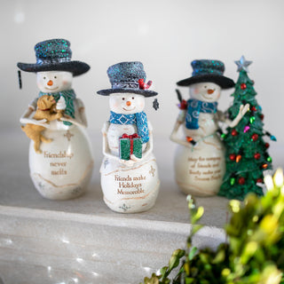 Memorable Friends 5" Snowman Holding Present