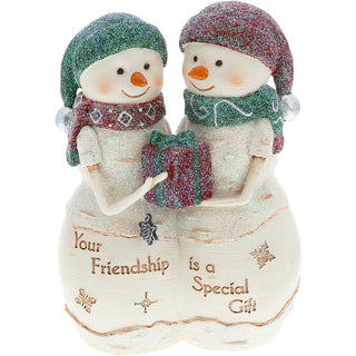 Friendship Gift 4.5" Snowcouple Holding a Gift