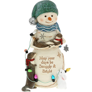 Snuggly & Bright 5" Snowman With Otters and Bunny