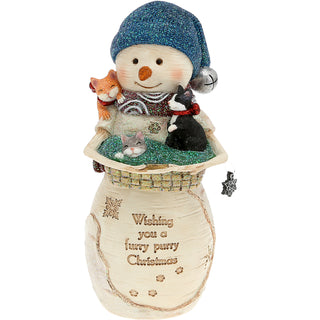 Furry Purry 5" Snowman Holding Kittens