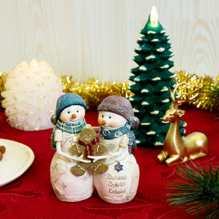 Baking Spirits 4.5" Snowcouple Holding a Gingerbread Man