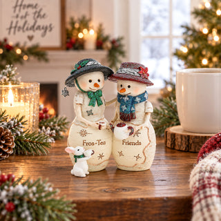 Fros-Tea Friends 4.5" Snowcouple Holding Teapot with Bunny