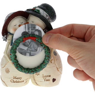 Christmas Love 4.5" Snowcouple Holding a Frame