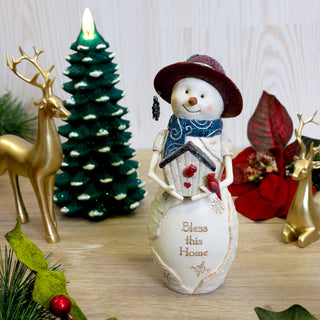 Bless This Home 6.5" Snowman with Birdhouse