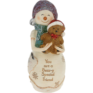 Bear-y Special 5" Snowman Holding Teddy Bear