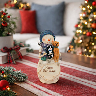 Paw-lidays 5" Snowman with Kitten and Puppy