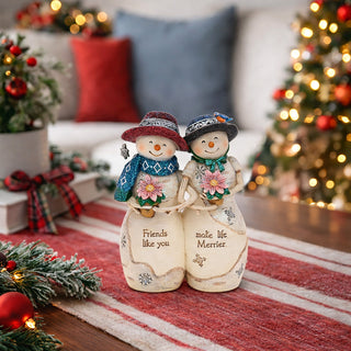 Friends Like You 4.5" Snowwomen with Poinsetta