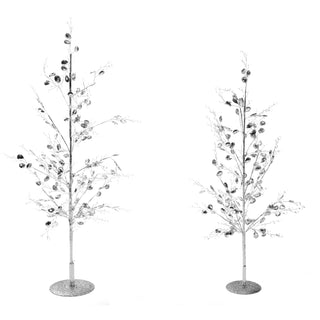 Silver 25" & 22" Decorative Gemmed Trees (Set of 2)