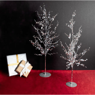 Silver 25" & 22" Decorative Gemmed Trees (Set of 2)