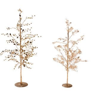 Gold 25" & 22" Decorative Gemmed Trees (Set of 2)