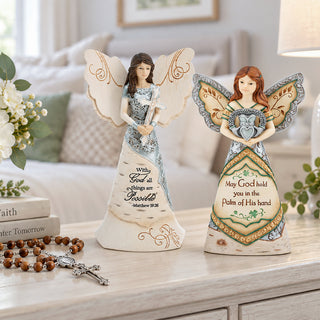 Irish Blessing 6" Angel Holding Claddagh