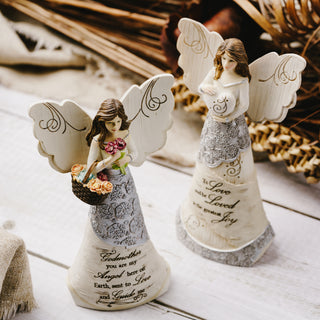 Godmother 6" Angel with Basket of Flowers