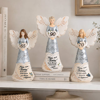 70th Birthday 6" Angel Holding 70th Heart
