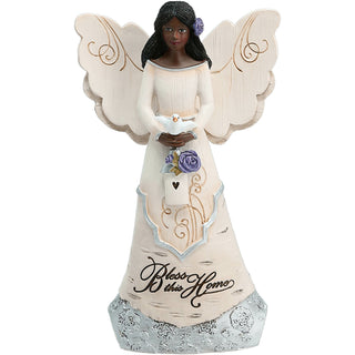 Bless this Home 6" EBN Angel Holding Bird House