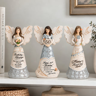 Sweet 16 6" Angel Holding Cake