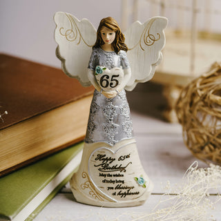 65th Birthday 6" Angel Holding Heart