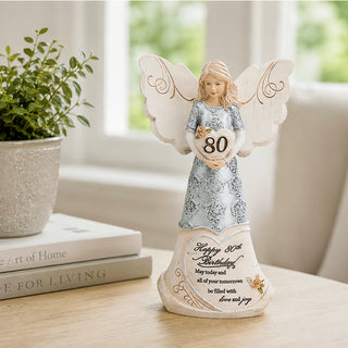 80th Birthday 6" Angel Holding Heart