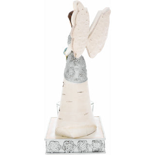 Bless this Home 6.75" Angel Holding Flowers with Tea Light Holder