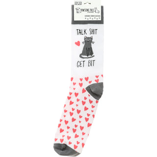 Talk Shit Get Bit Unisex Crew Socks Size: M/L