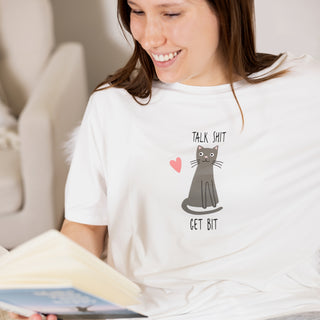 Talk Shit Get Bit Small Unisex White T-Shirt