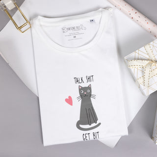 Talk Shit Get Bit Small Unisex White T-Shirt