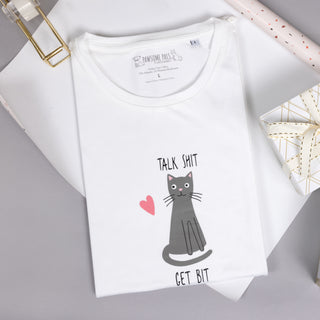 Talk Shit Get Bit Small Unisex White T-Shirt