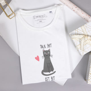 Talk Shit Get Bit Small Unisex White T-Shirt