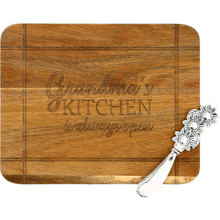 Grandma 9" x 7" Acacia Serving Board with Spreader