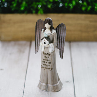 Family 7.5" Angel Holding Birdhouse