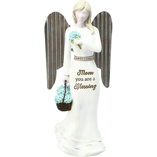 Mom 7.5" Angel with Basket of Flowers